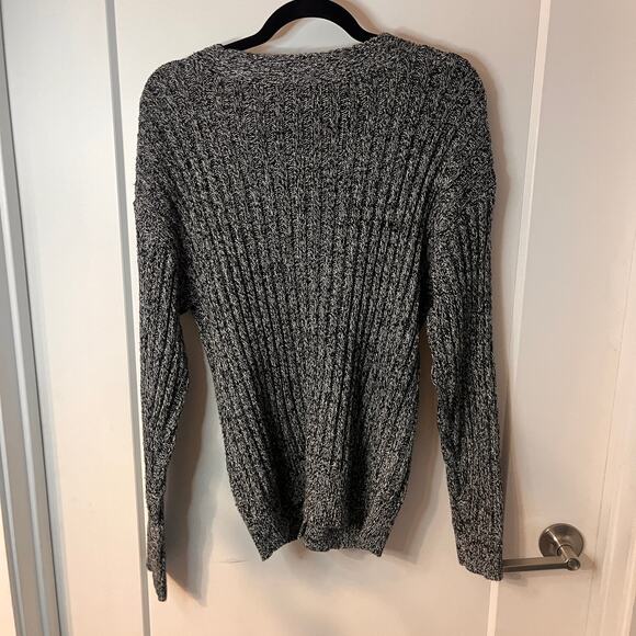 NEW Steve Madden Black Two-tone Button-up Rib Cardigan Sweater Size Small - Picture 3 of 8